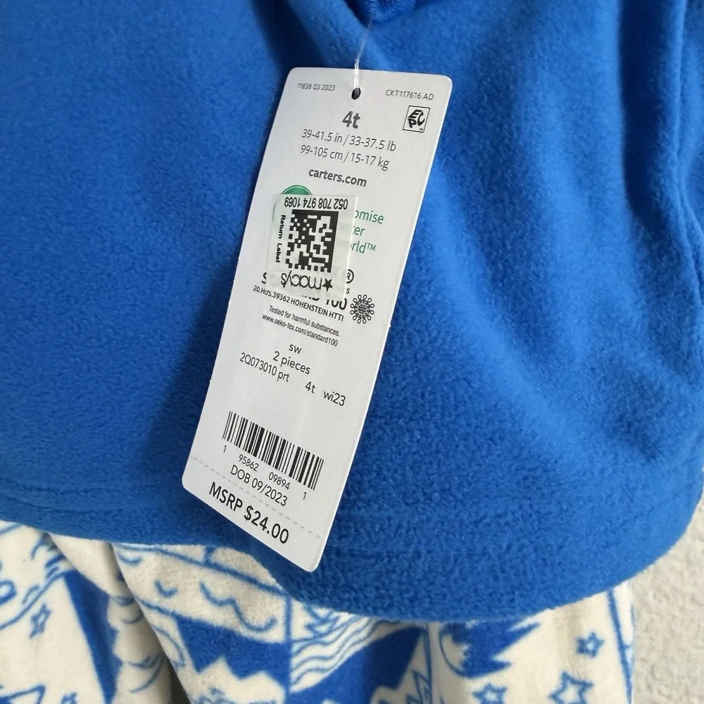 Carter's Boys Size 4T 4 2-Pc Long Sleeve Fleece Pajama Set NWT Dinosaur T-Rex